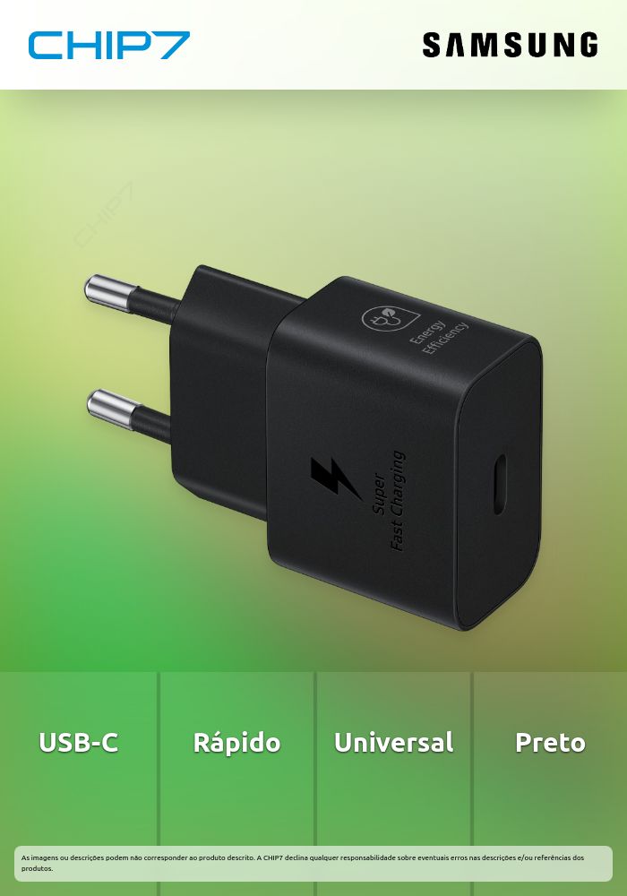 Carregador Samsung USB-C 25W Preto sem cabo