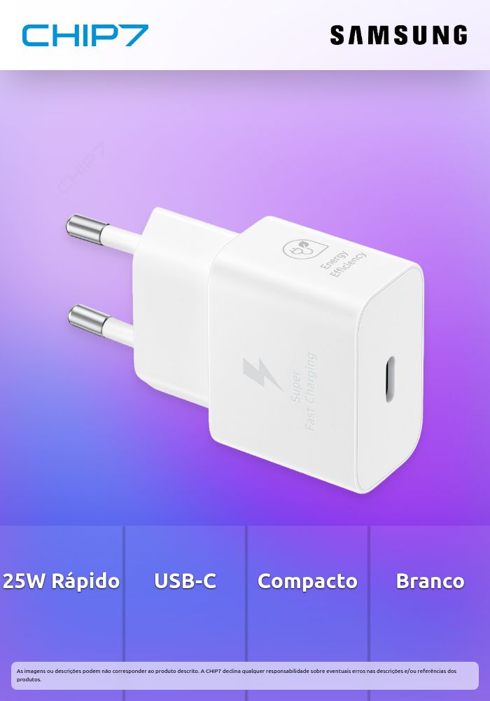 Carregador Samsung USB-C 25W Branco sem cabo