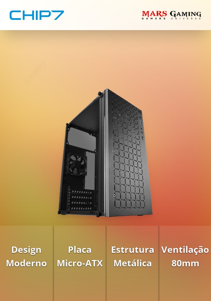 Caixa Micro-ATX MARS GAMING MC-1000 FULL METAL GLASS FRONT MESH 1x80MM FAN