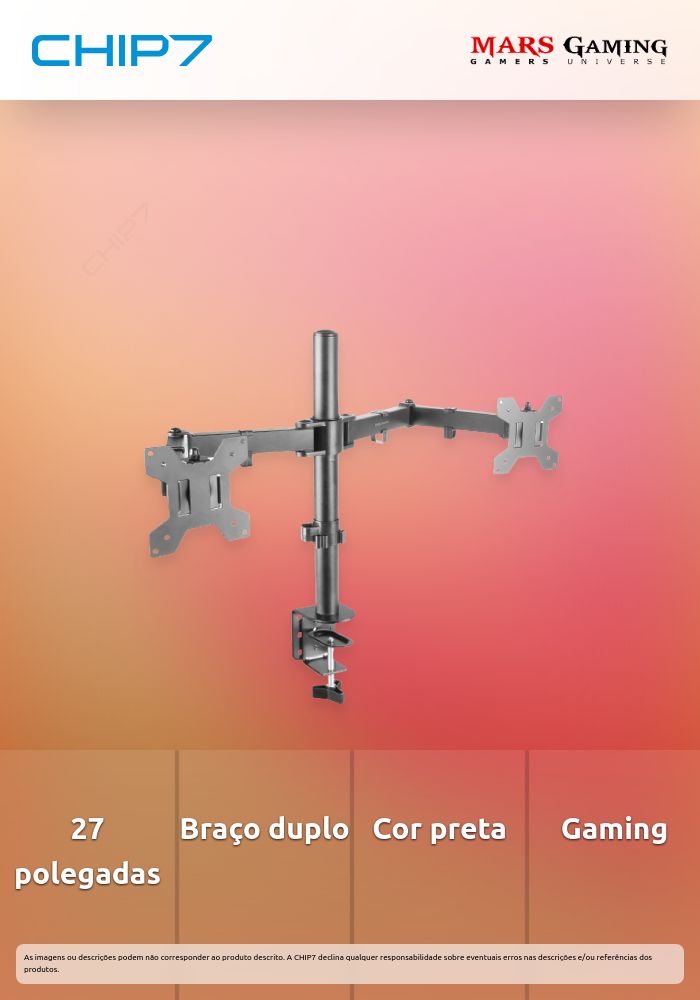 Suporte MARS GAMING MARM2 Braço Duplo MONITOR até 27