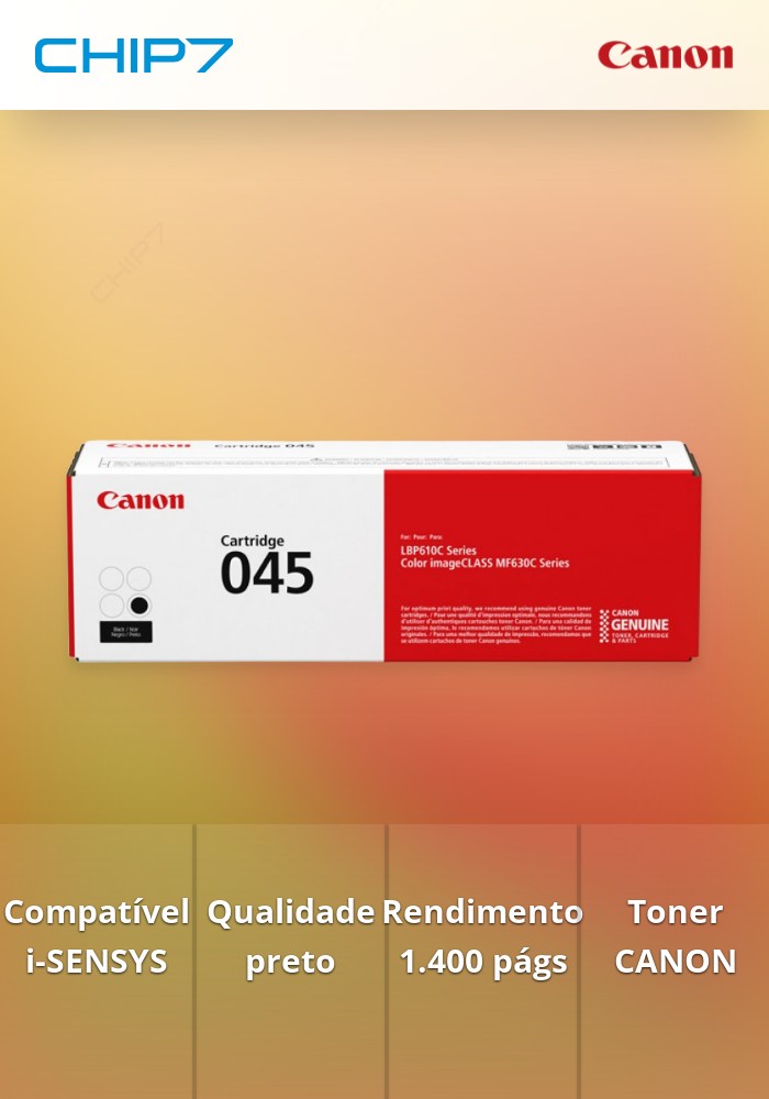 Toner CANON 045 Preto - i-SENSYS LBP61xC/MF63xC