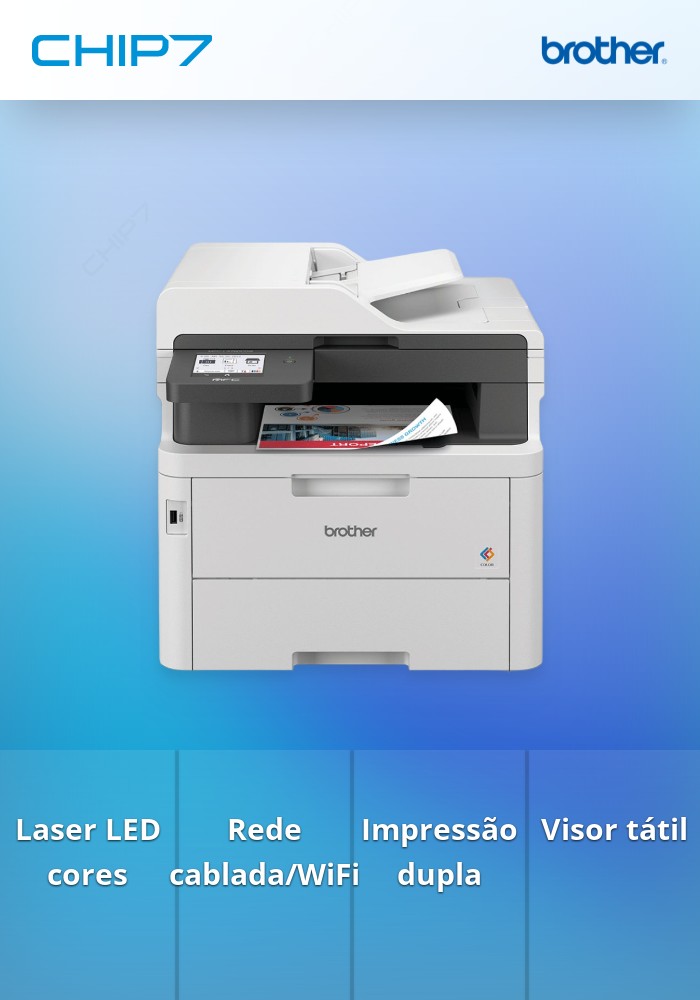 Impressora Brother Multifunções Laser COR LED MFCL3760CDW