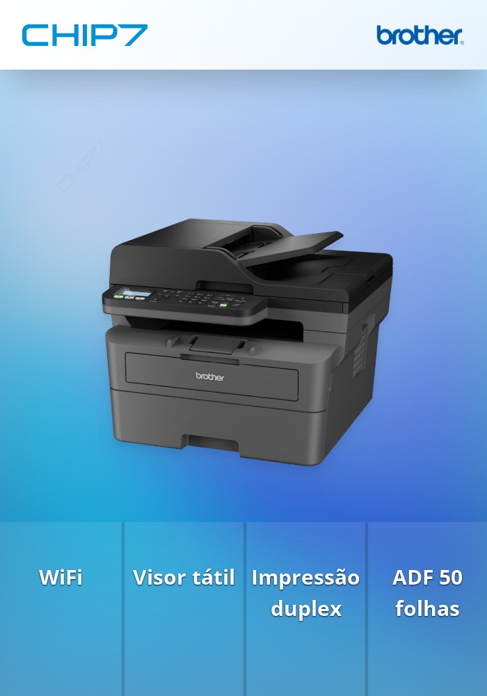 Impressora Multifunções Laser Monocromática Brother MFC-L2800DW - WiFi com fax / visor tátil / Impressora Copiadora Scanner Fax Bandeja 250 folhas