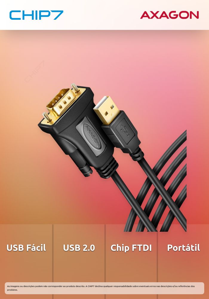 Adaptador AXAGON ADS-1PQN USB2.0 - Serial RS-232 DB9 FTDI