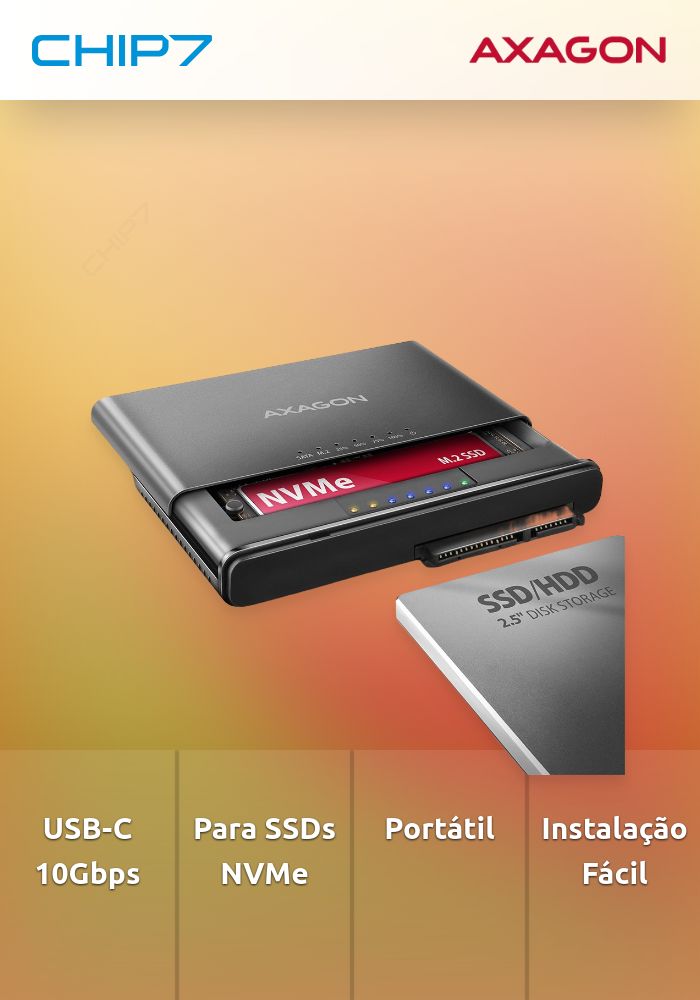 CLONE MASTER 2 AXAGON ADSA-CC USB-C 10Gbps - NVMe M.2 SSD