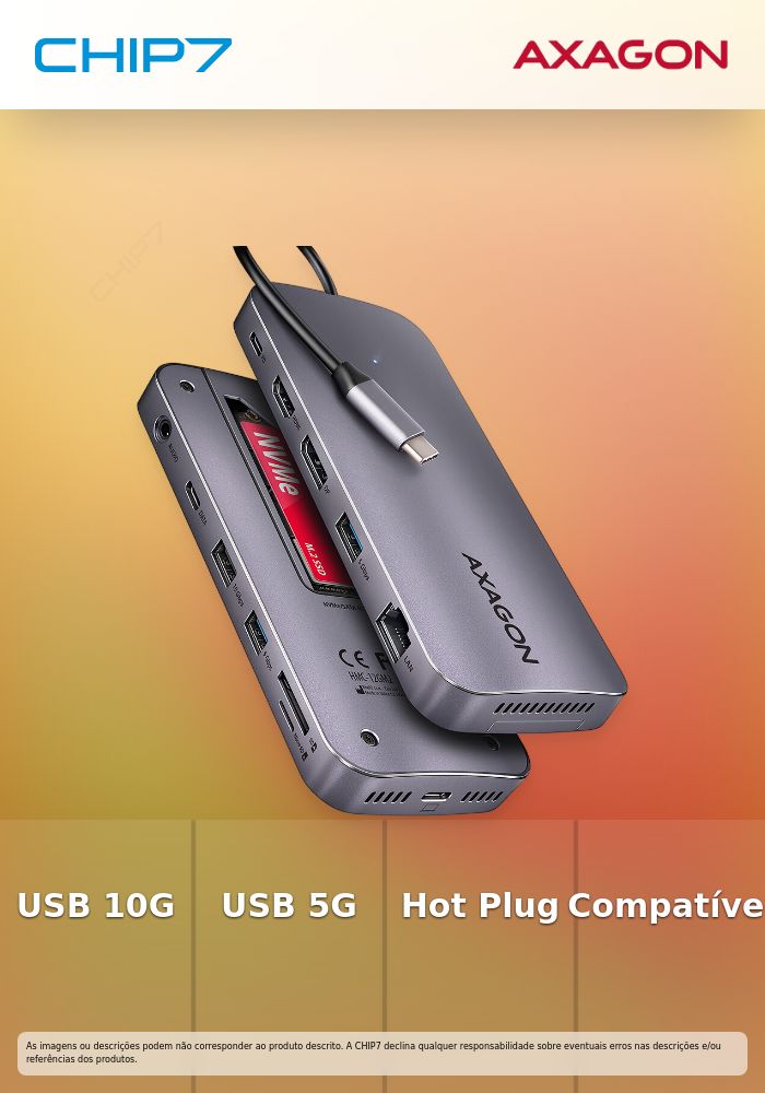 Multiport Hub AXAGON HMC-12GM2 USB-C 3.2 Gen 2 hub w. M.2 S