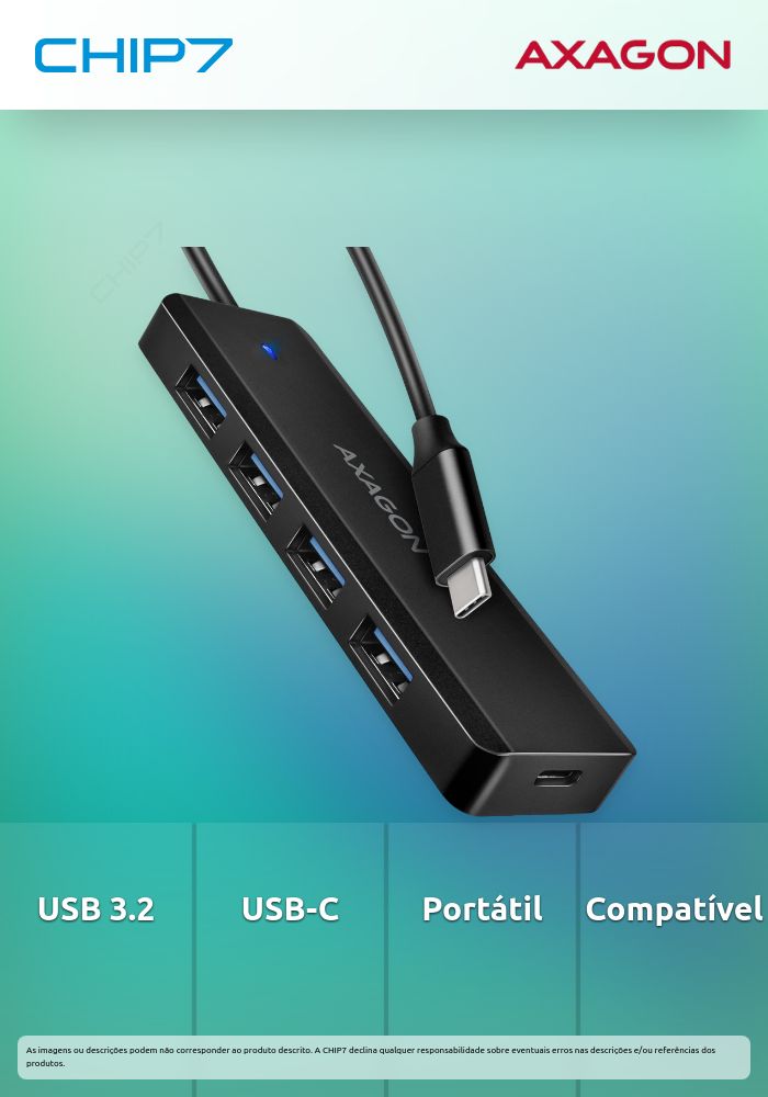 Travel Hub AXAGON HUE-C1C 4x USB 3.2 Gen 1 USB-C power IN