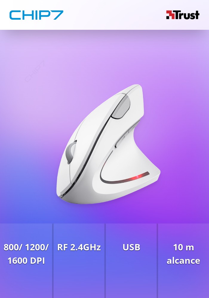 Rato Wireless Trust Ergonómico VERTO - Branco