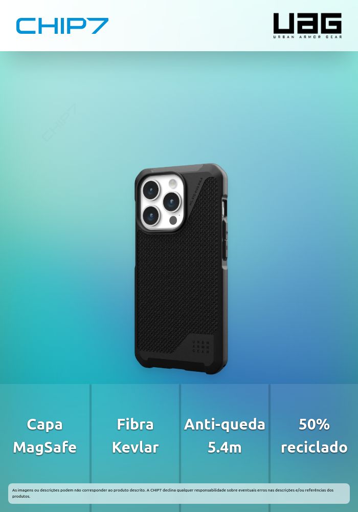 Capa UAG - Metropolis LT MagSafe iPhone 15 Pro (Preta Kevlar)