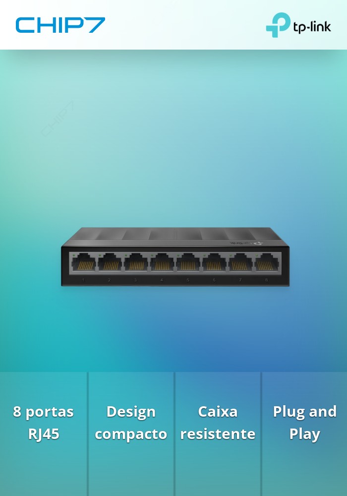 LiteWave 8-Port Gigabit Desktop Switch, 8 Gigabit RJ45 Ports, Desktop Plastic Case - preço válido p/ unidades faturadas até nova comunicação