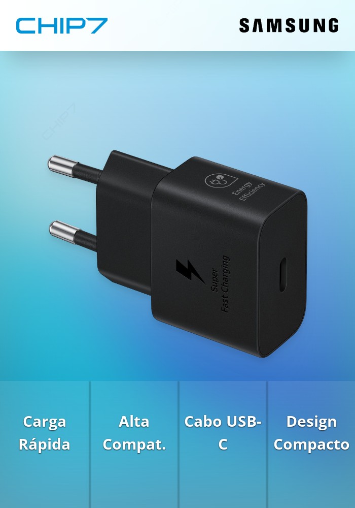 Adaptador Samsung corrente com cabo 25W preto