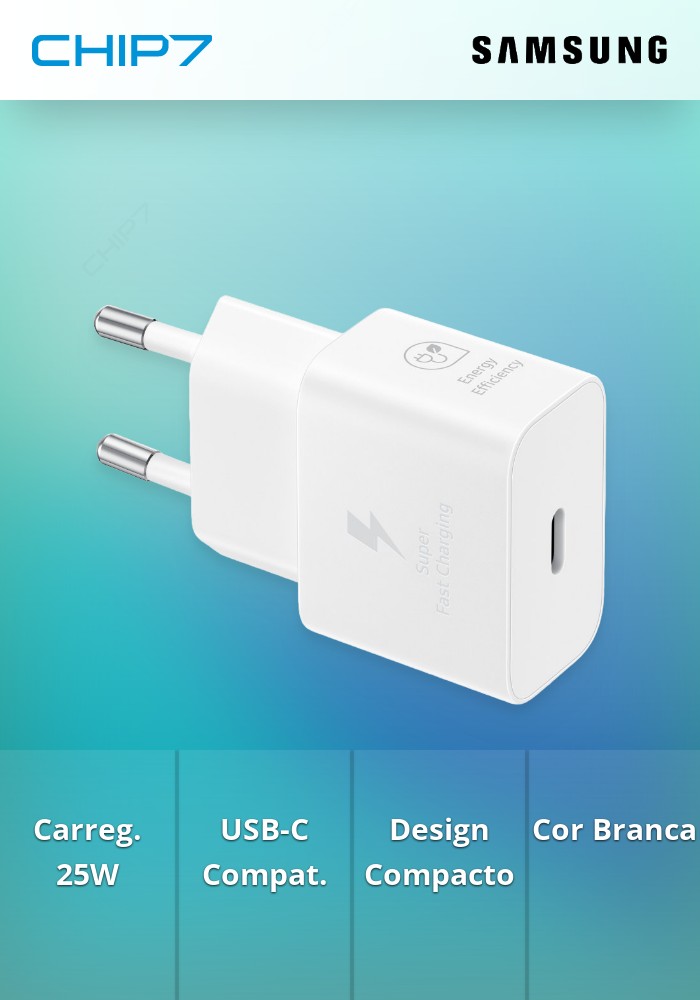 Carregador Rápido Samsung 25W USB-C Branco