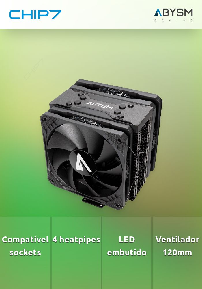 Cooler CPU ABYSM 4 Heatpipes Preto - AB832406