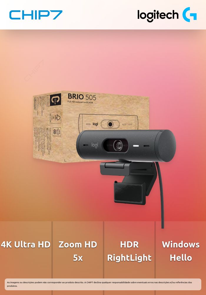 Logitech Webcam Brio 505 Preto