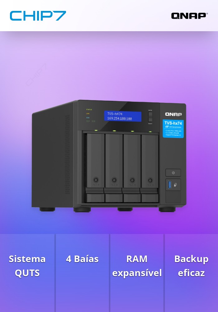 NAS QNAP 4 Baías QUTS HERO 4GB
