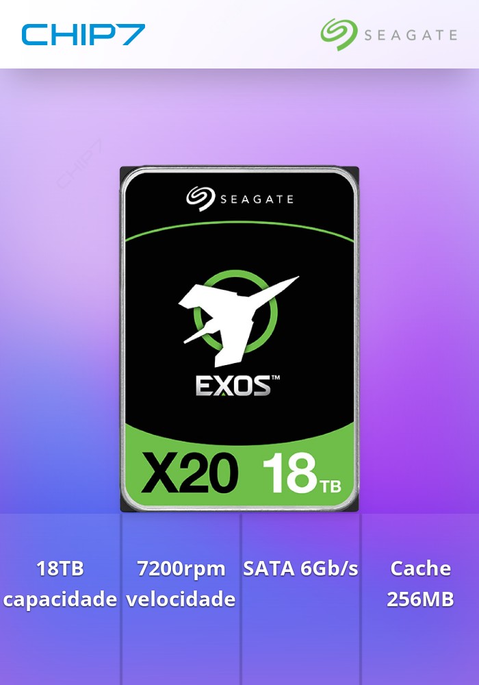 Disco 3.5 18TB SEAGATE EXOS X20 256Mb SATA 6Gb/s 72rp