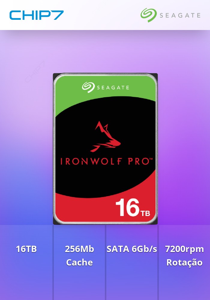 Disco 3.5 16TB SEAGATE IronWolf Pro 256Mb SATA 6Gb/s 72rp