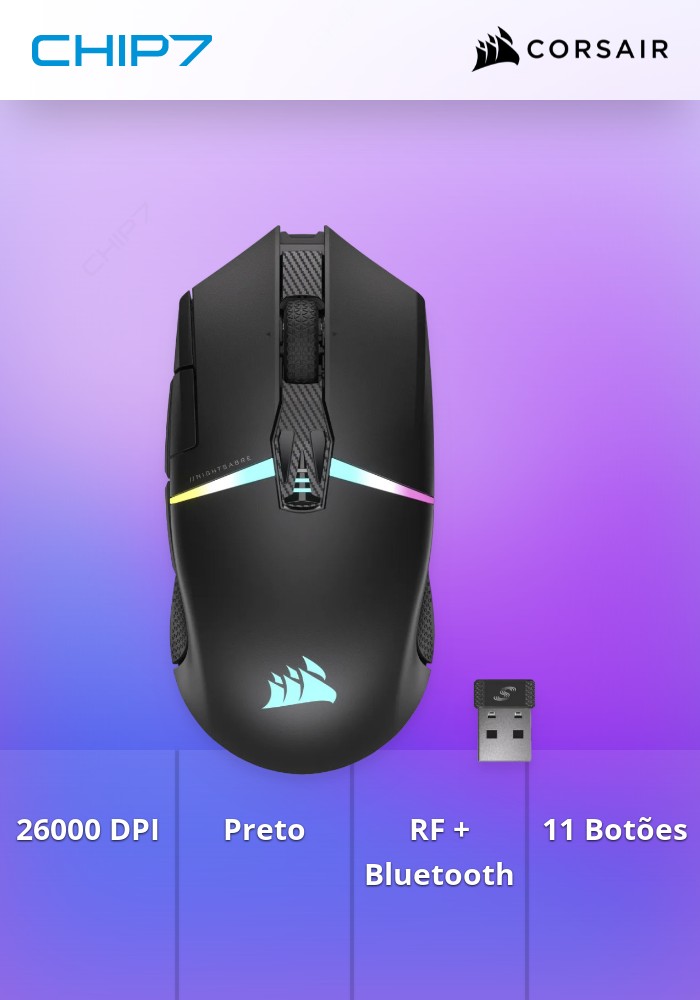 Rato Wireless Corsair Nightsabre Gaming RGB Bluetooth 26000