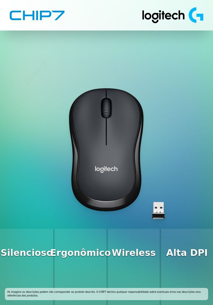 Rato Wireless Óptico Logitech M220 Silent 1000DPI Preto