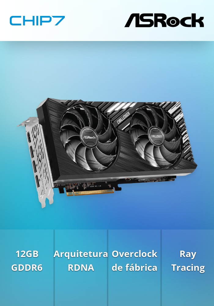 Placa Gráfica ASRock Radeon RX 7700 XT 12GB Challenger OC GDDR6