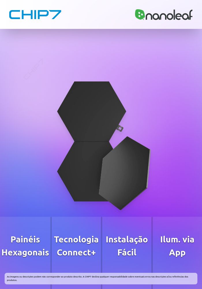 Nanoleaf - Shapes Hexagons Expansion Pack Preto Black (3 Painéis)