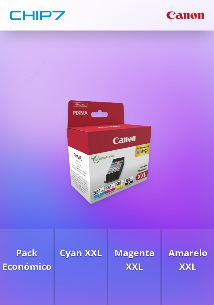Tinteiro Canon CLI-581XXL BK/C/M/Y MULTI - Ink Value Pack (Ciano XXL, Magenta XXL, Amarelo XXL & Preto XXL)