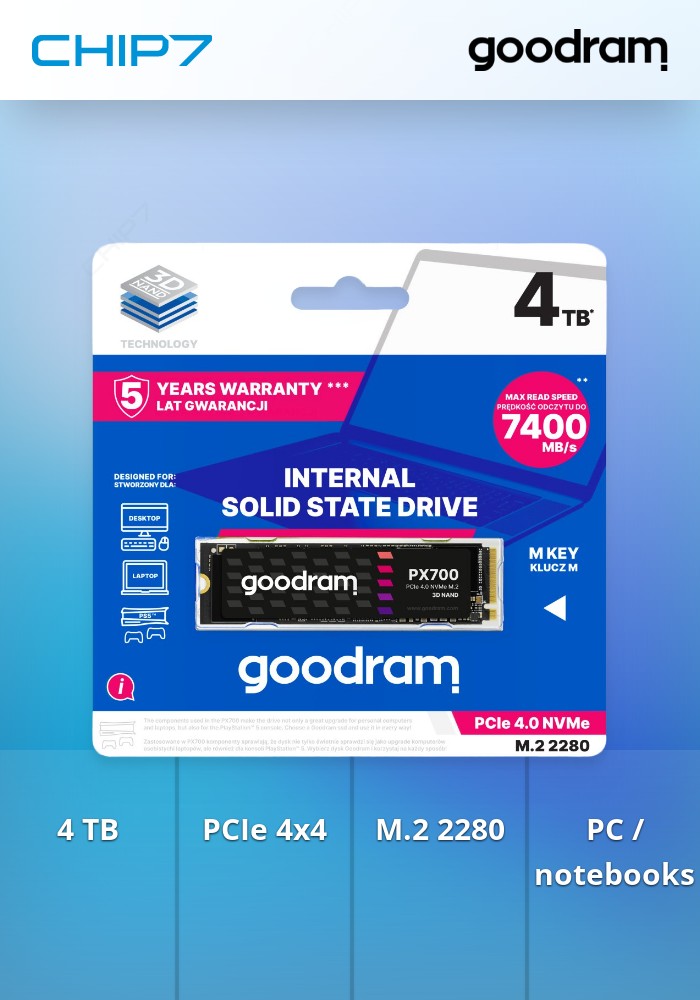 4TB SSD GOODRAM PX700 PCIe 4x4 M.2 2280 RETAIL
