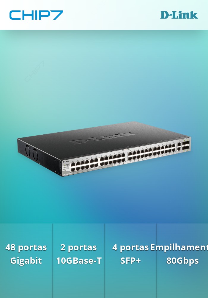 Switch D-LINK 48 X 10/100/1000BASE-T PORTS LAYER 3 STACKABLE MANAGED GIGABIT + 2x 10GB