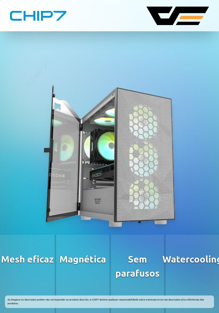 CAIXA Micro-ATX DARKFLASH DLM200 MESH VIDRO TEMPERADO PAINEL LATERAL COM ABERTURA MAGNÉTICA WHITE