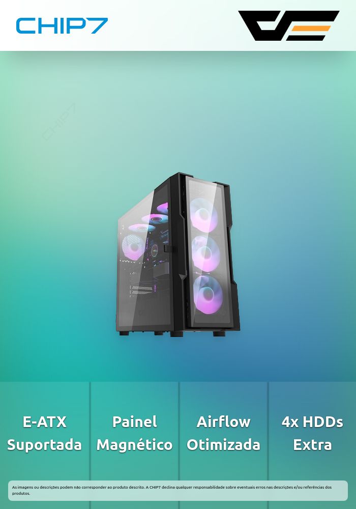 CAIXA E-ATX DARKFLASH DK431 GLASS VIDRO TEMPERADO BLACK