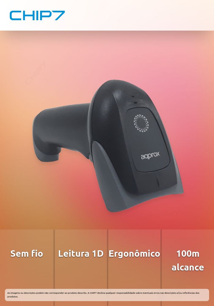 Leitor Códigos de barras APPROX 1D LS11WS Preto - Wireless