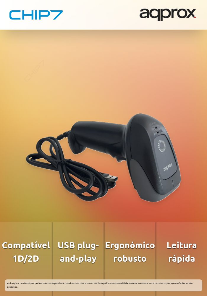 Leitor Códigos de barras APPROX 2D LS22 Preto - USB