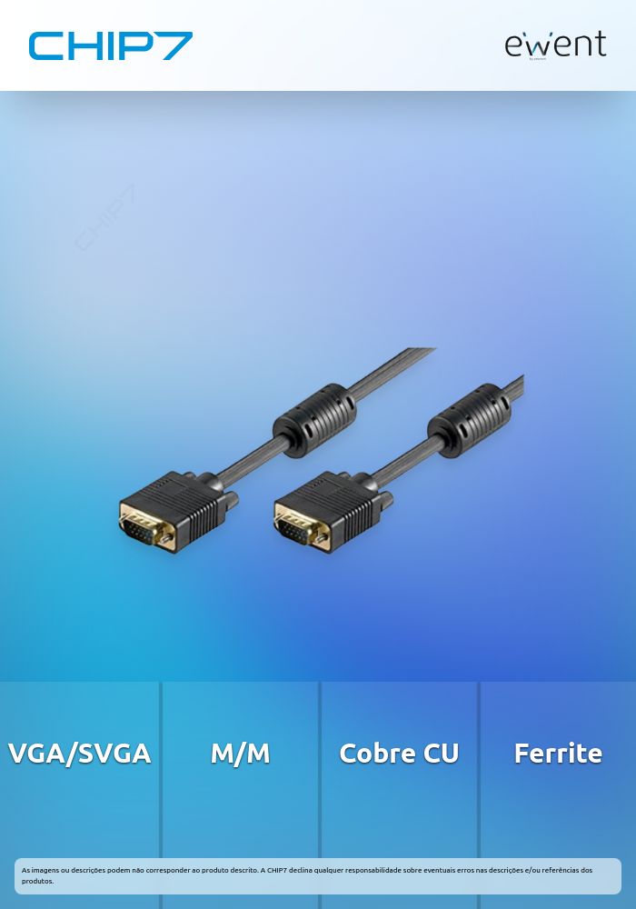 Cabo VGA/SVGA 15pin HD plug M/M com ferrites, CU,AWG28, 1.8m » válido até nova comunicação