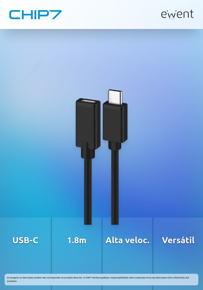 Cabo de extensão USB-C para USB-C, 1.8 metros » válido até nova comunicação