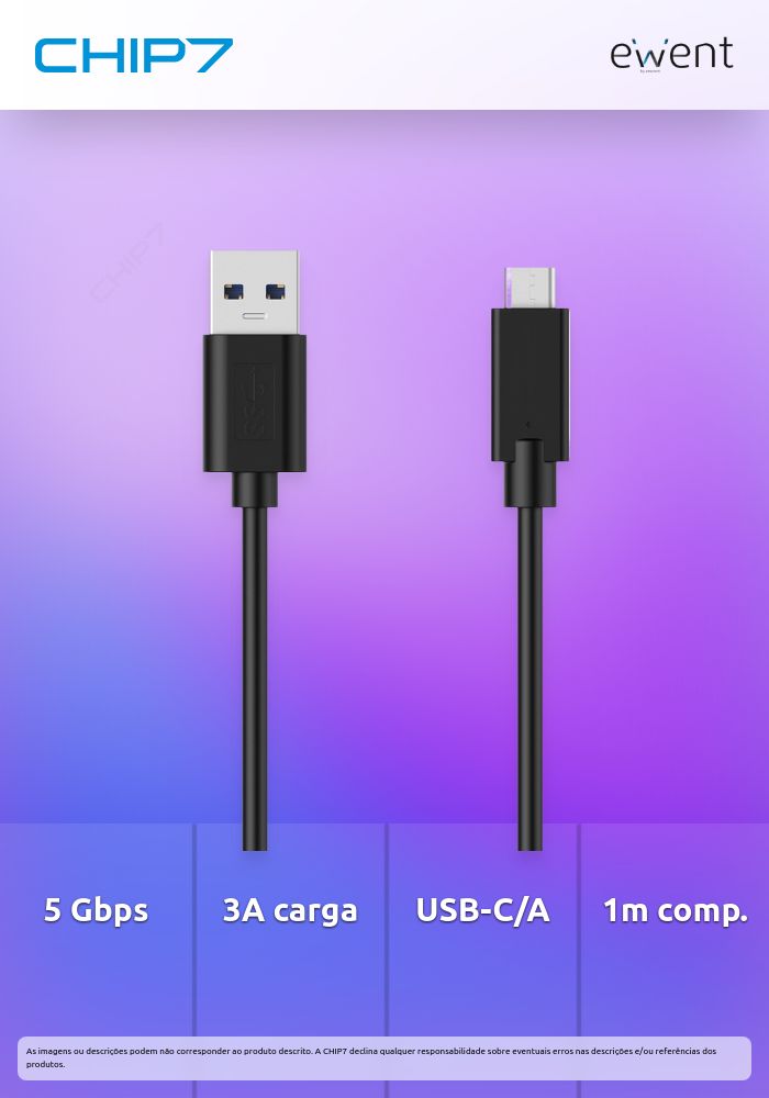 Cabo USB 3.1 Gen1 5Gbps 3A, USB-C/M-A/M, preto, AWG28, 1 metro » válido até nova comunicação