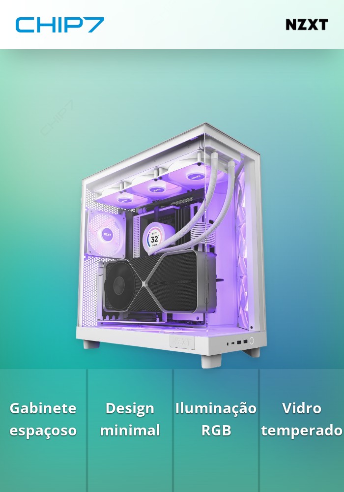 Caixa ATX NZXT H6 Flow RGB Branca Vidro Temperado