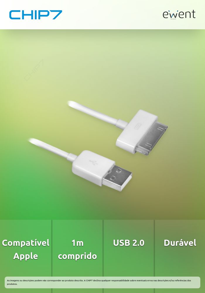 Cabo USB 2.0 para Apple 30 pins, 1 metro » válido até nova comunicação