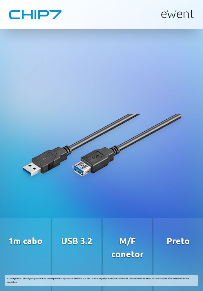 EWENT CABO USB 3.0 A/M > A/F 1 MT