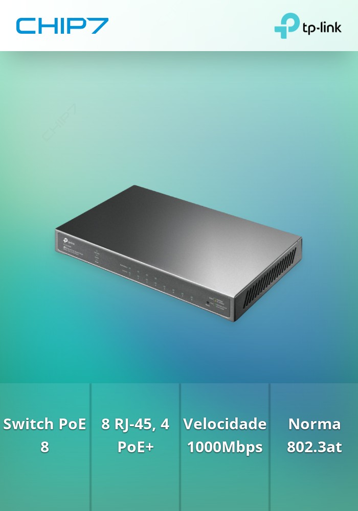 SWITCH TP-LINK TL-SG2008P 8P GIGABIT, 4 POE+ 62W (MAX)