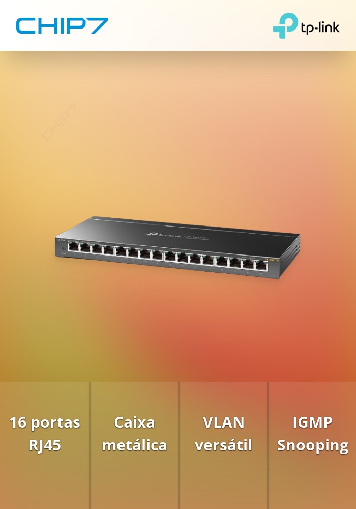 16-Port Gigabit Easy Smart Switch, 16 Gigabit RJ45 Ports, Desktop Steel Case, MTU/Port/Tag-based VLAN, QoS, IGMP Snooping, Web/Utility Management