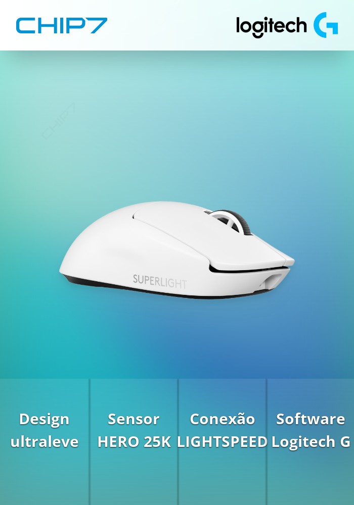 Rato Ótico Logitech G Pro X Superlight 2 Wireless 25600 DPI Branco