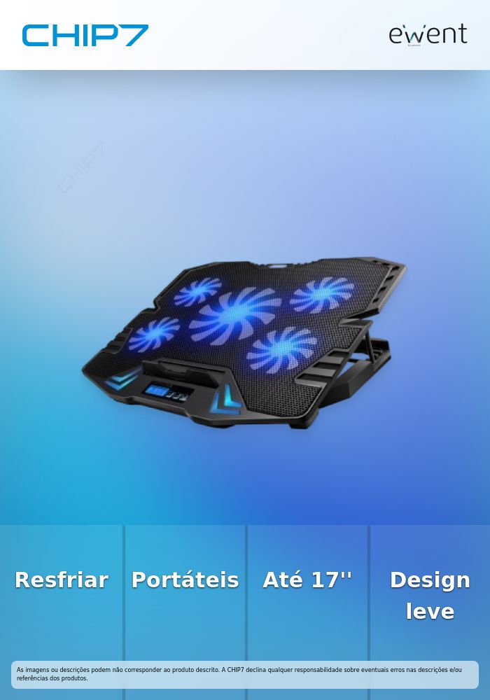 Base Ewent Notebook Cooling EW1259 c/ 2 x USB até 17