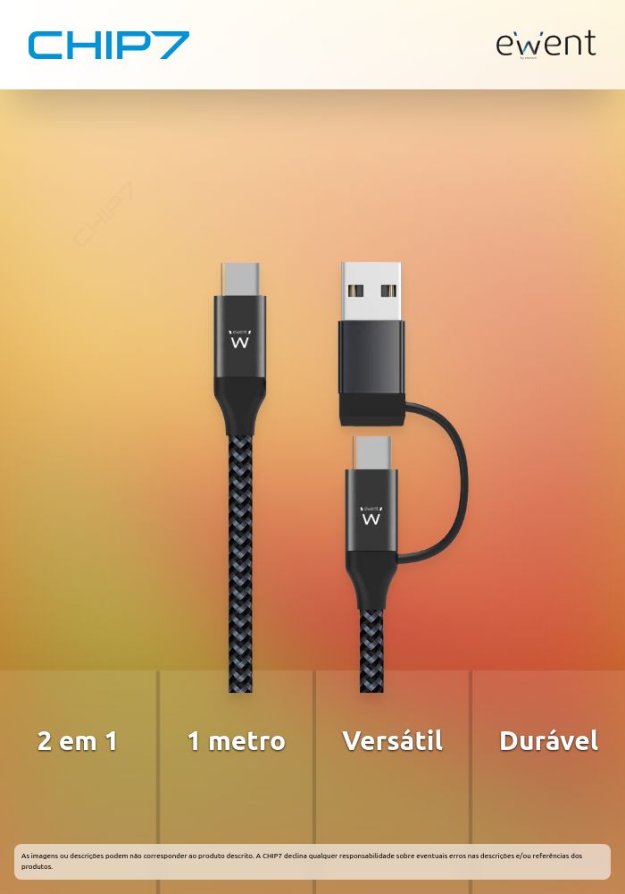 Cabo de carregamento USB-C 2 em 1, USB-C para USB-C+USB-A, 1 metro » válido até nova comunicação