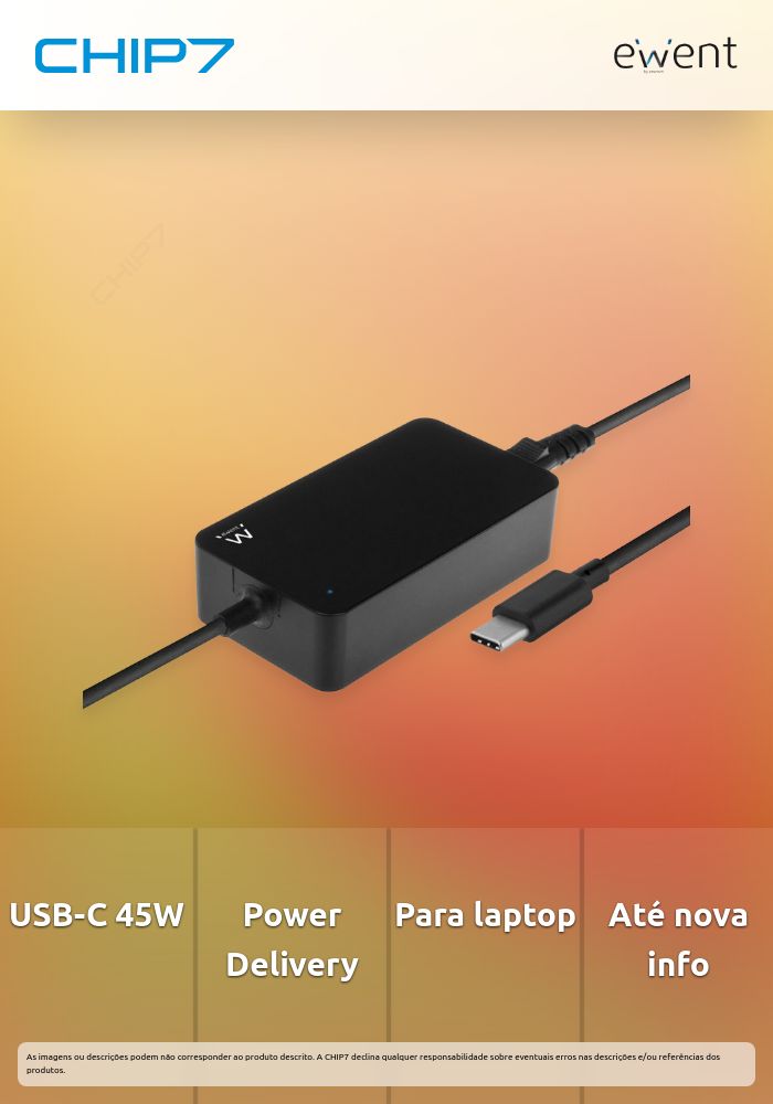 Carregador USB-C de 45W para computador portátil com perfis Power Delivery » válido até nova comunicação