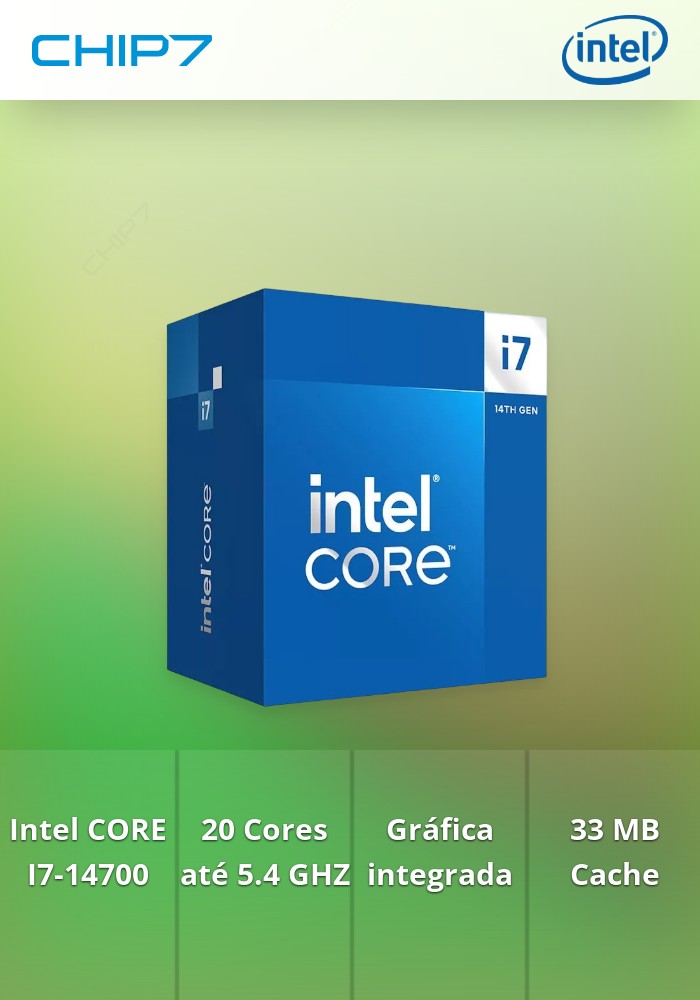 Intel CORE I7-14700   20 Cores  até 5.4 GHZ SOP. Gráfica integrada