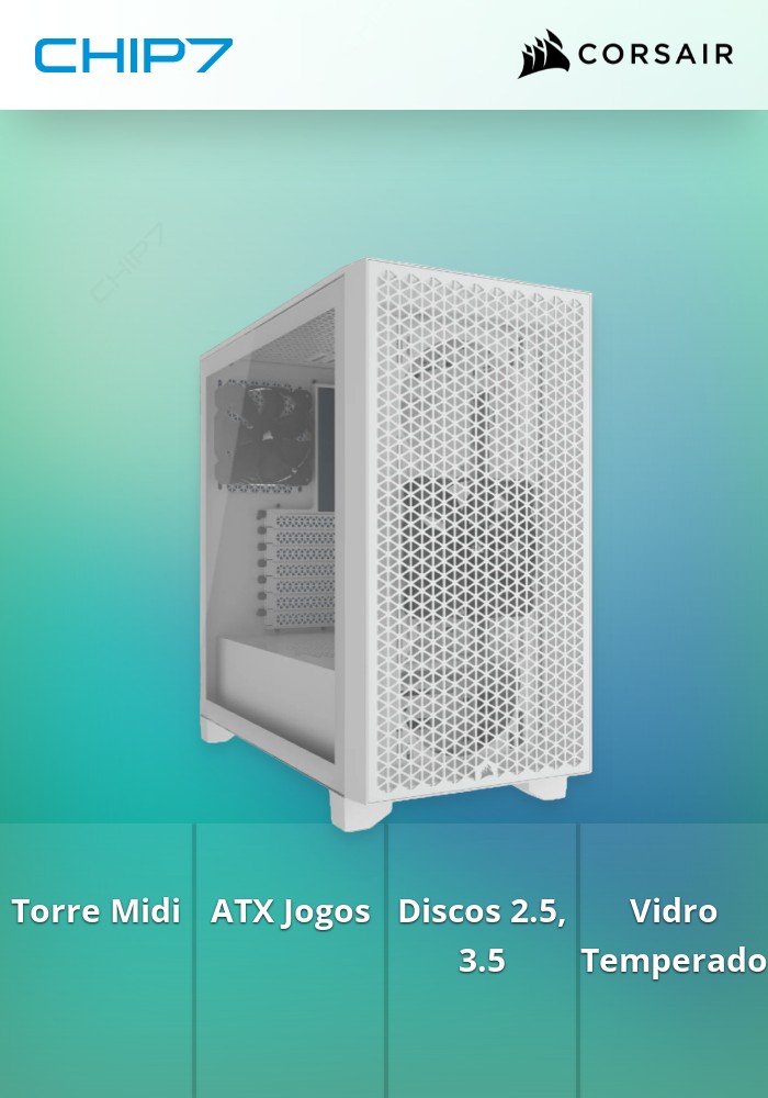 Caixa ATX Corsair 3000D Airflow Branca Vidro Temperado