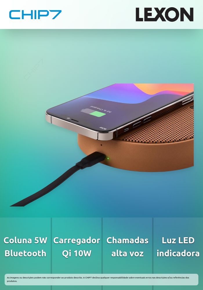 Carregador Lexon - Qi + Coluna Som Oslo Energy+ (camel)