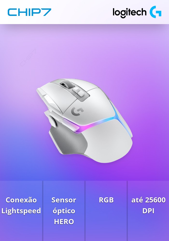 Rato Óptico Logitech G502 X Plus Lightspeed RGB Wireless 25600DPI Gaming Branco