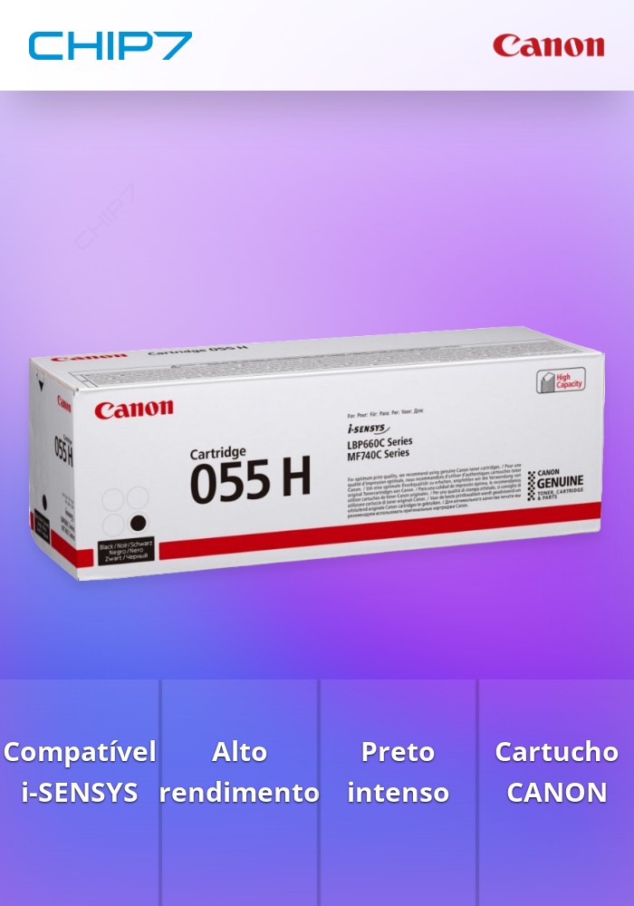 Toner CANON 055 Preto Alto Rendimento - i-SENSYS LBP66x/MF74x