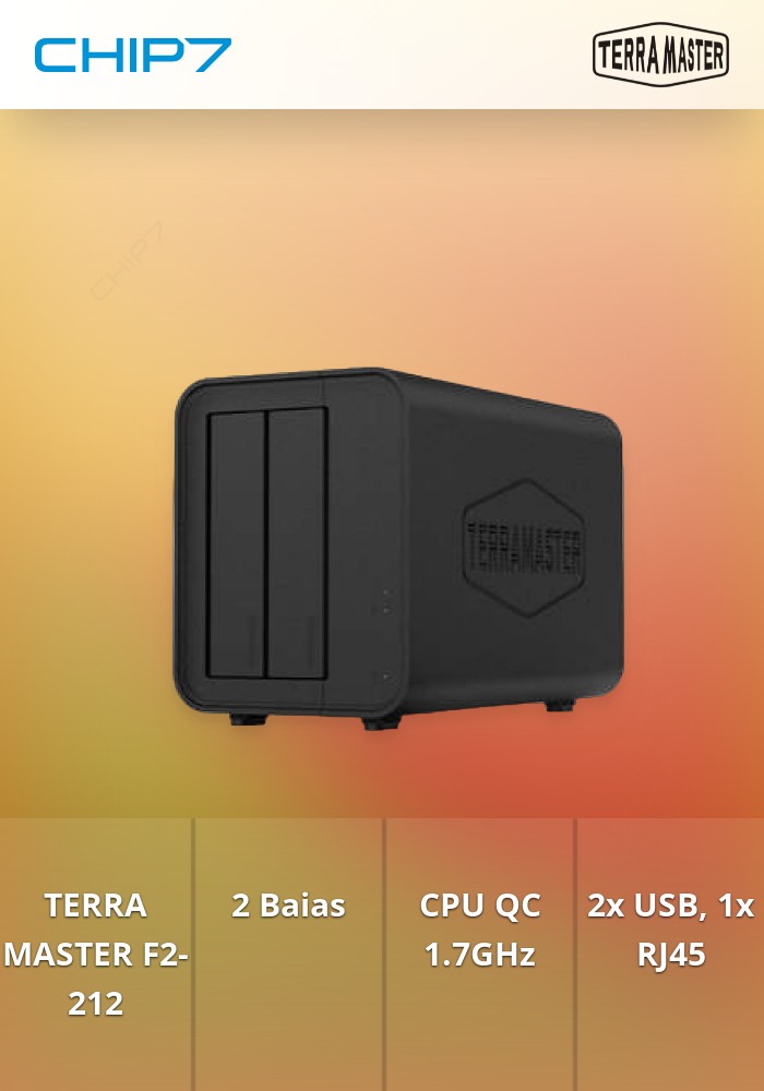 NAS TERRAMASTER F2-212 PARA 2 HDD 1x GIGA LAN 2x USB